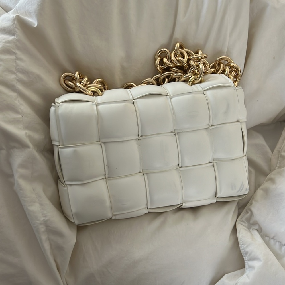 White Quilted Cassette Handbag